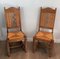 Brutalist Wood & Rattan Chairs, Set of 6 4