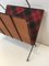 Magazine Rack in Black Lacquered Metal & Leather with Tile Fabrics 6