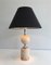 Travertine & Chrome Table Lamp by Philippe Barbie 9