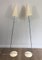 Lámparas de pie de parquet de metal lacado, cromo y plástico blanco. Juego de 2, Imagen 1