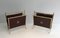 Mahogany and Brass Magazine Racks Attributed to Maison Jansen House, Set of 2, Image 1