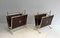 Mahogany and Brass Magazine Racks Attributed to Maison Jansen House, Set of 2 3