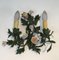 Iron Wall Lights with Porcelain Flowers, 1960s, Set of 2 3
