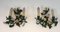 Iron Wall Lights with Porcelain Flowers, 1960s, Set of 2, Image 1