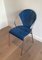 Chrome Chairs with Perforated with Blue Lacquered Metal, 1980s, Set of 4 2