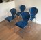 Chrome Chairs with Perforated with Blue Lacquered Metal, 1980s, Set of 4 1