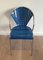 Chrome Chairs with Perforated with Blue Lacquered Metal, 1980s, Set of 4 4