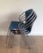 Chrome Chairs with Perforated with Blue Lacquered Metal, 1980s, Set of 4, Image 6