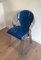 Chrome Chairs with Perforated with Blue Lacquered Metal, 1980s, Set of 4, Image 7