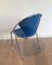 Chrome Chairs with Perforated with Blue Lacquered Metal, 1980s, Set of 4, Image 5