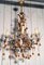 Golden Chandelier with Amber-Colored Glass Drops, 1940s, Image 2