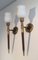 Wandlampen aus Holz, Messing & Opalglas, 1940er, 2er Set 9