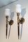 Wandlampen aus Holz, Messing & Opalglas, 1940er, 2er Set 1
