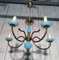 Small Chandelier in Blue and Brass Opaline, 1960s 2