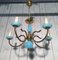 Small Chandelier in Blue and Brass Opaline, 1960s 1