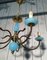 Small Chandelier in Blue and Brass Opaline, 1960s 3