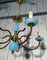 Small Chandelier in Blue and Brass Opaline, 1960s, Image 3