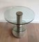 Brushed Metal & Glass Pedestal Table, 1960s 2