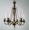 Neoclassical Bronze and Brass Chandelier, 1940s, Image 1