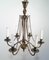 Lámpara de araña neoclásica de bronce y latón, años 40, Imagen 4