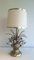 Brass and Silver Metal Lamp with Bouquet of Flowers, Image 1
