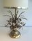 Brass and Silver Metal Lamp with Bouquet of Flowers 5