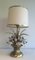 Brass and Silver Metal Lamp with Bouquet of Flowers 2
