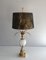 Lampe Oeuf d'Autruche en Opaline Blanche et Nickel Doré dans le style de la Maison Charles par Maison Charles 1