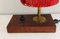 Small Wooden, Brass and Wool Lamp 7