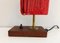 Small Wooden, Brass and Wool Lamp 6