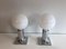 White Chrome Wall Lights with White Opaline Balls, Set of 2 5