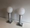 White Chrome Wall Lights with White Opaline Balls, Set of 2 4