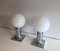 White Chrome Wall Lights with White Opaline Balls, Set of 2 6
