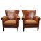 Club chair vintage in pelle color cognac, Paesi Bassi, set di 2, Immagine 1