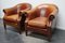 Club chair vintage in pelle color cognac, Paesi Bassi, set di 2, Immagine 4