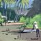 Robert Humblot, Dusk on Schoelcher Lagoon Martinique, 1959, Oil on Canvas, Framed 12
