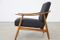 German Walnut and Grey Fabric Easy Chair, 1950s 1