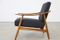 German Walnut and Grey Fabric Easy Chair, 1950s, Image 1