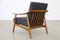 German Walnut and Grey Fabric Easy Chair, 1950s 3