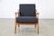German Walnut and Grey Fabric Easy Chair, 1950s 4