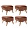Brown Leather and Natural Oak My Own Chair Footstools by Lassen, Set of 4, Image 2