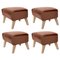 Brown Leather and Natural Oak My Own Chair Footstools by Lassen, Set of 4 1