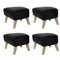 Black Leather and Natural Oak My Own Chair Footstools by Lassen, Set of 4, Image 2