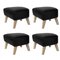 Poggiapiedi My Own Chair in pelle nera e quercia naturale di Lassen, set di 4, Immagine 2