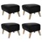 Black Leather and Natural Oak My Own Chair Footstools by Lassen, Set of 4 1