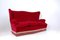 Sofá vintage de terciopelo rojo, años 50, Imagen 2