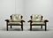 Brazilian Lounge Chairs in Tufted Grey Leather & Jacarandá Wood by Jean Gillon for Woodart, 1960s, Set of 2 1