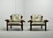Brazilian Lounge Chairs in Tufted Grey Leather & Jacarandá Wood by Jean Gillon for Woodart, 1960s, Set of 2, Image 1
