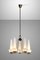 Deckenlampe mit Fünf Leuchten aus Glas & Messing, 1950er 1