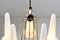 Deckenlampe mit Fünf Leuchten aus Glas & Messing, 1950er 4